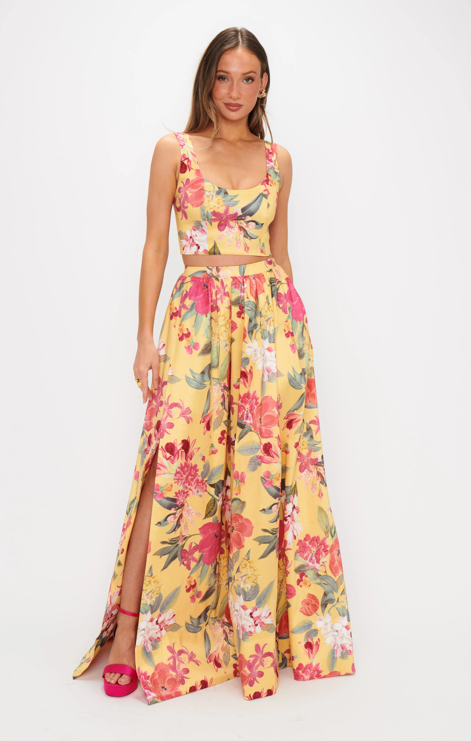 Vivianna Maxi Skirt ~ Mimosa Floral Taffeta