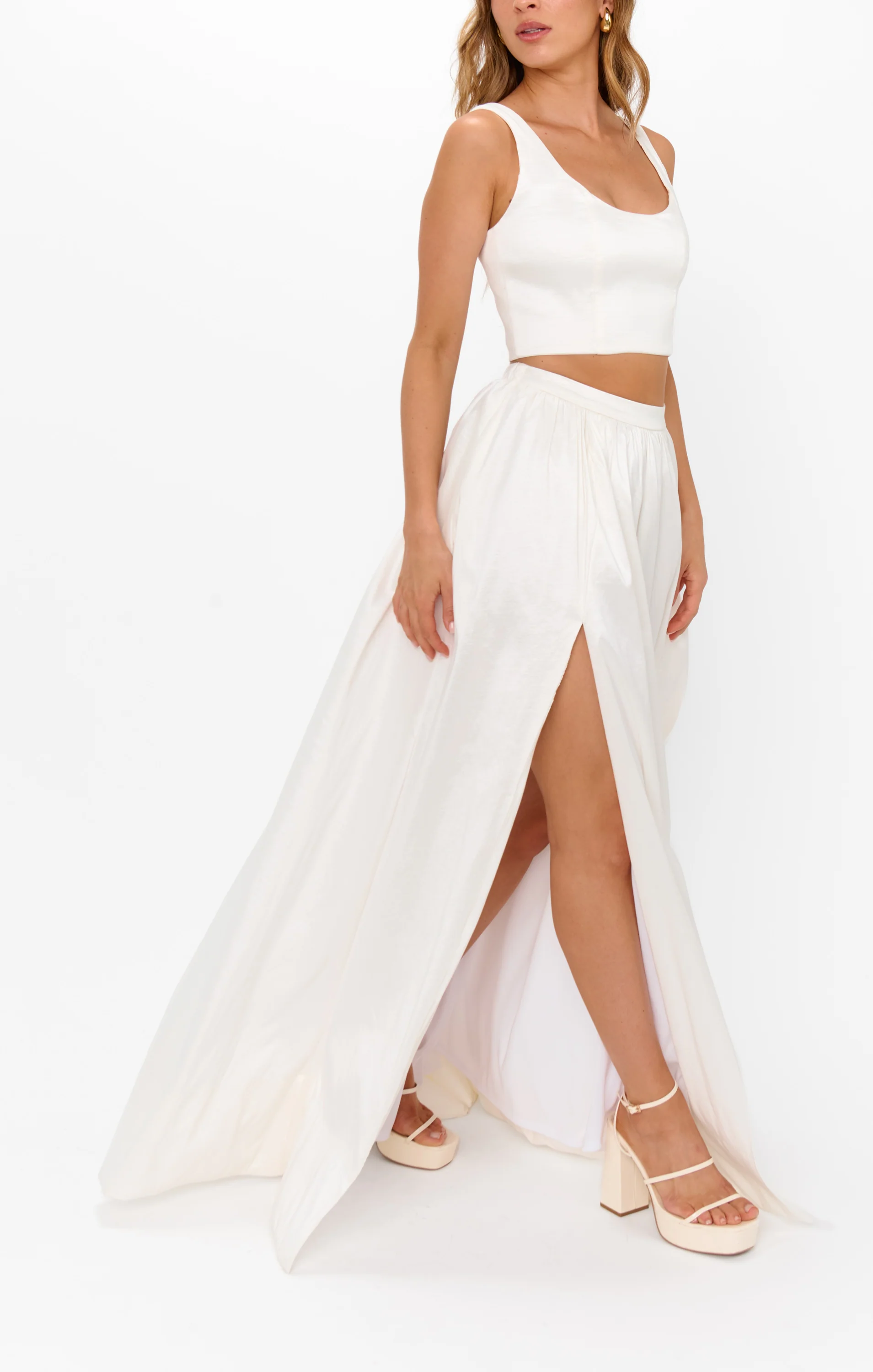 Vivianna Maxi Skirt ~ White Taffeta - Image 5