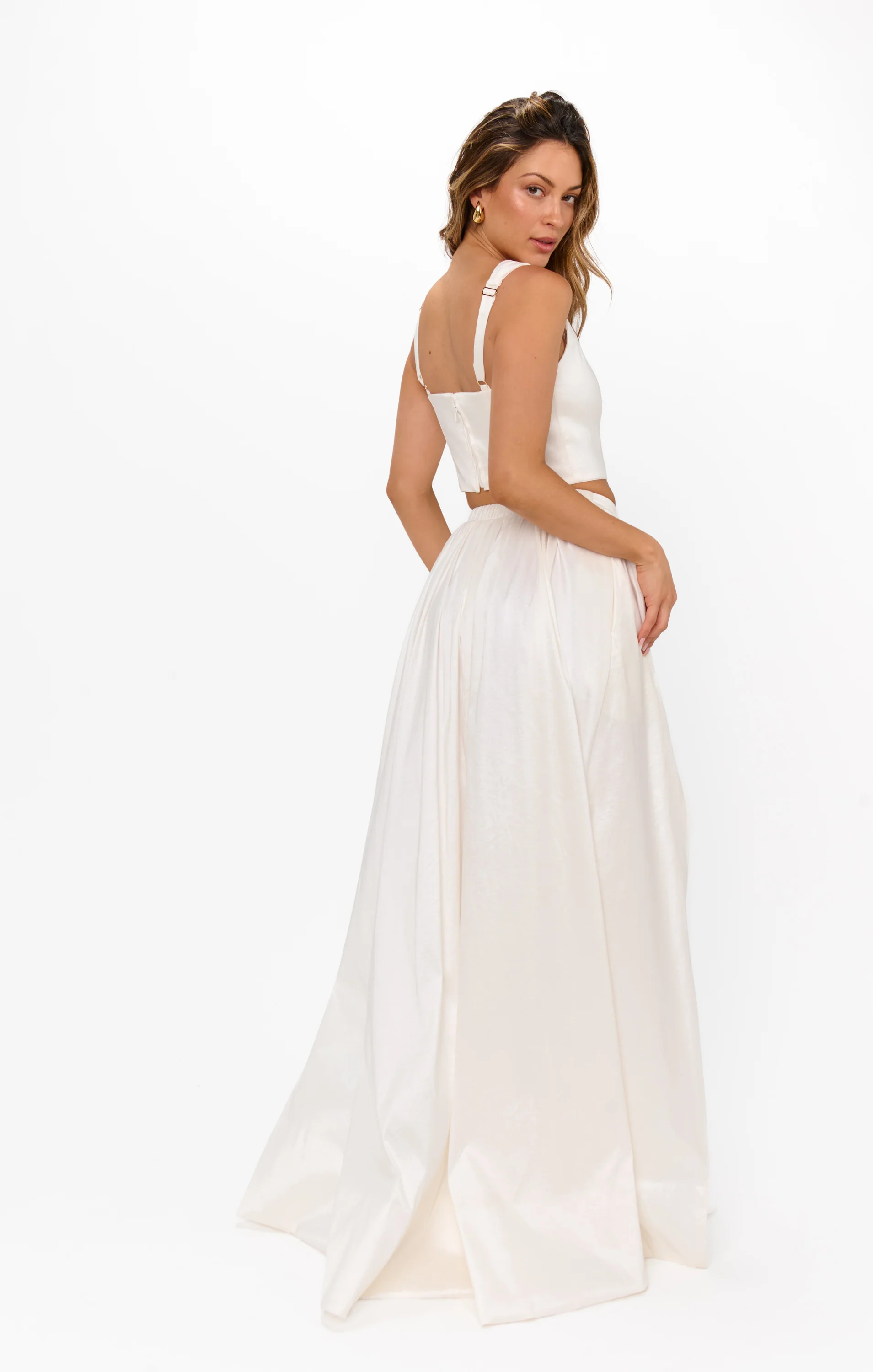 Vivianna Maxi Skirt ~ White Taffeta - Image 6