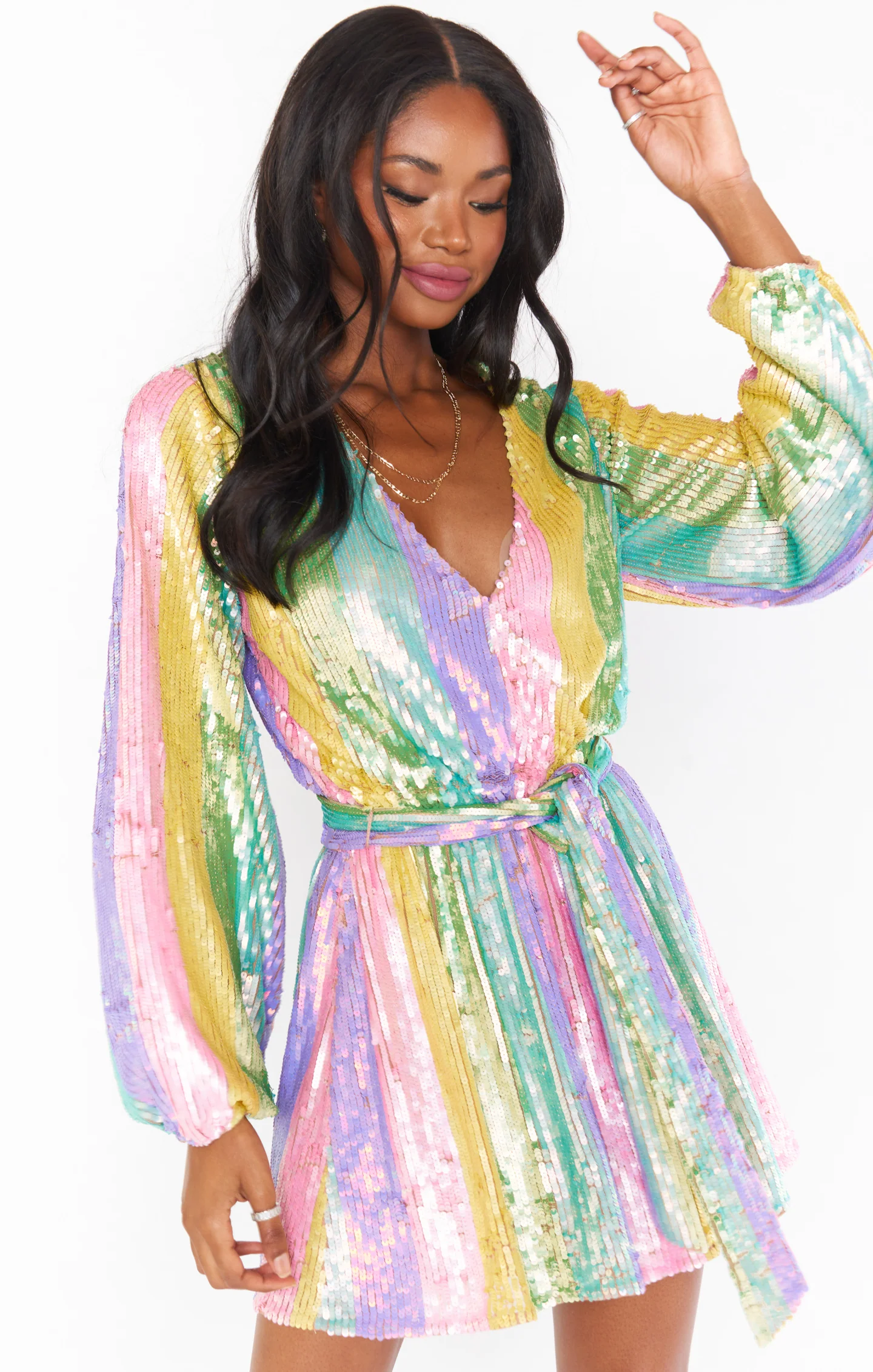 Wear Me Out Dress ~ Rainbow Stripe Sequins - Image 10
