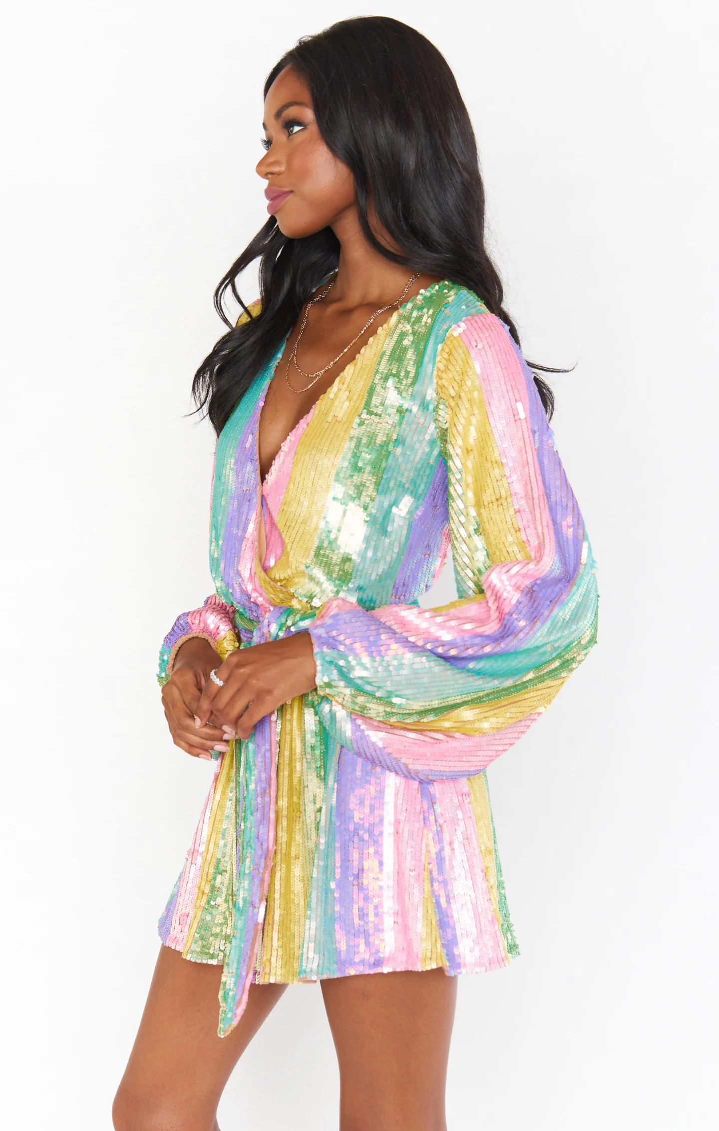 Wear Me Out Dress ~ Rainbow Stripe Sequins - Image 12