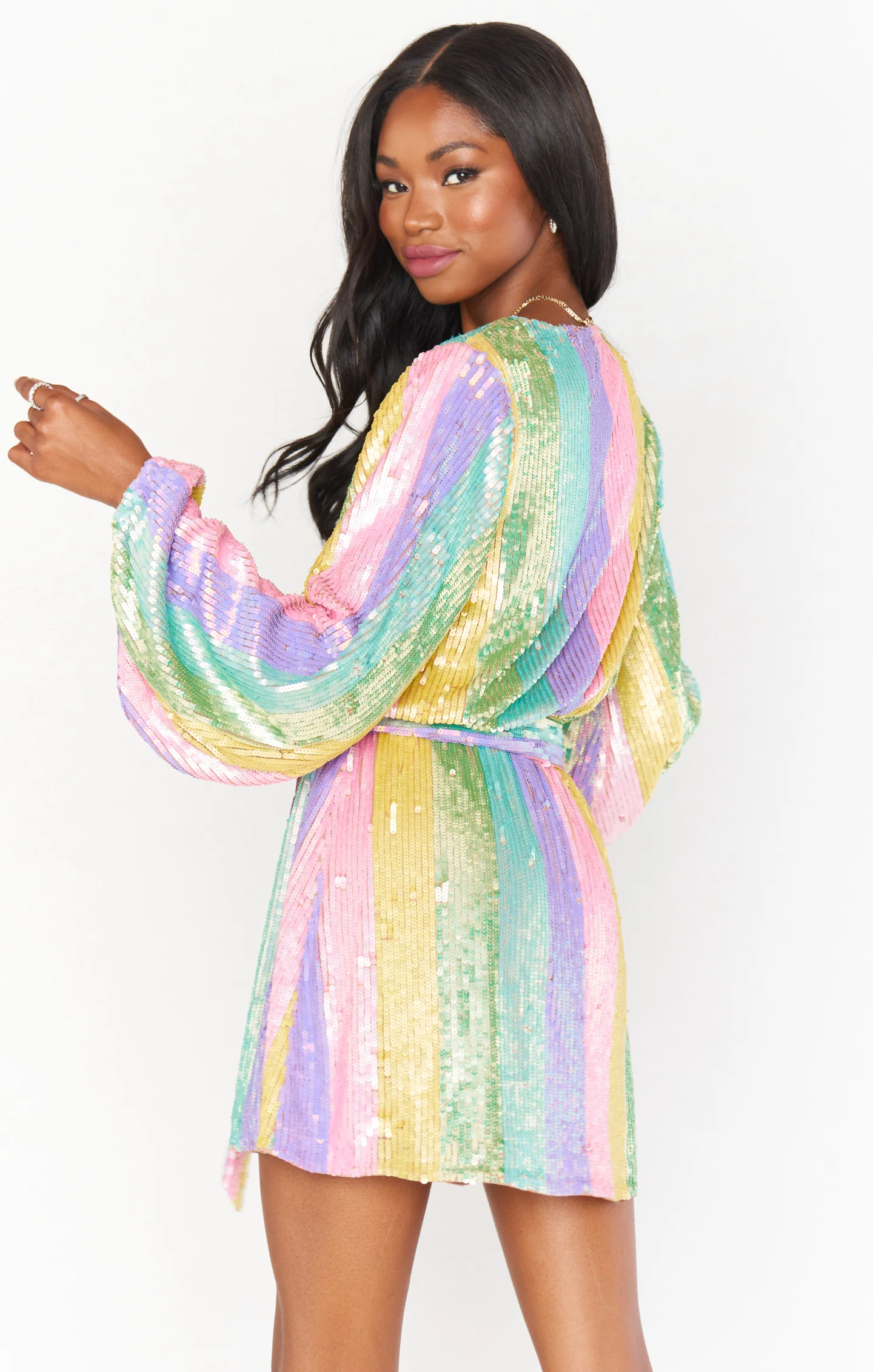 Wear Me Out Dress ~ Rainbow Stripe Sequins - Image 14