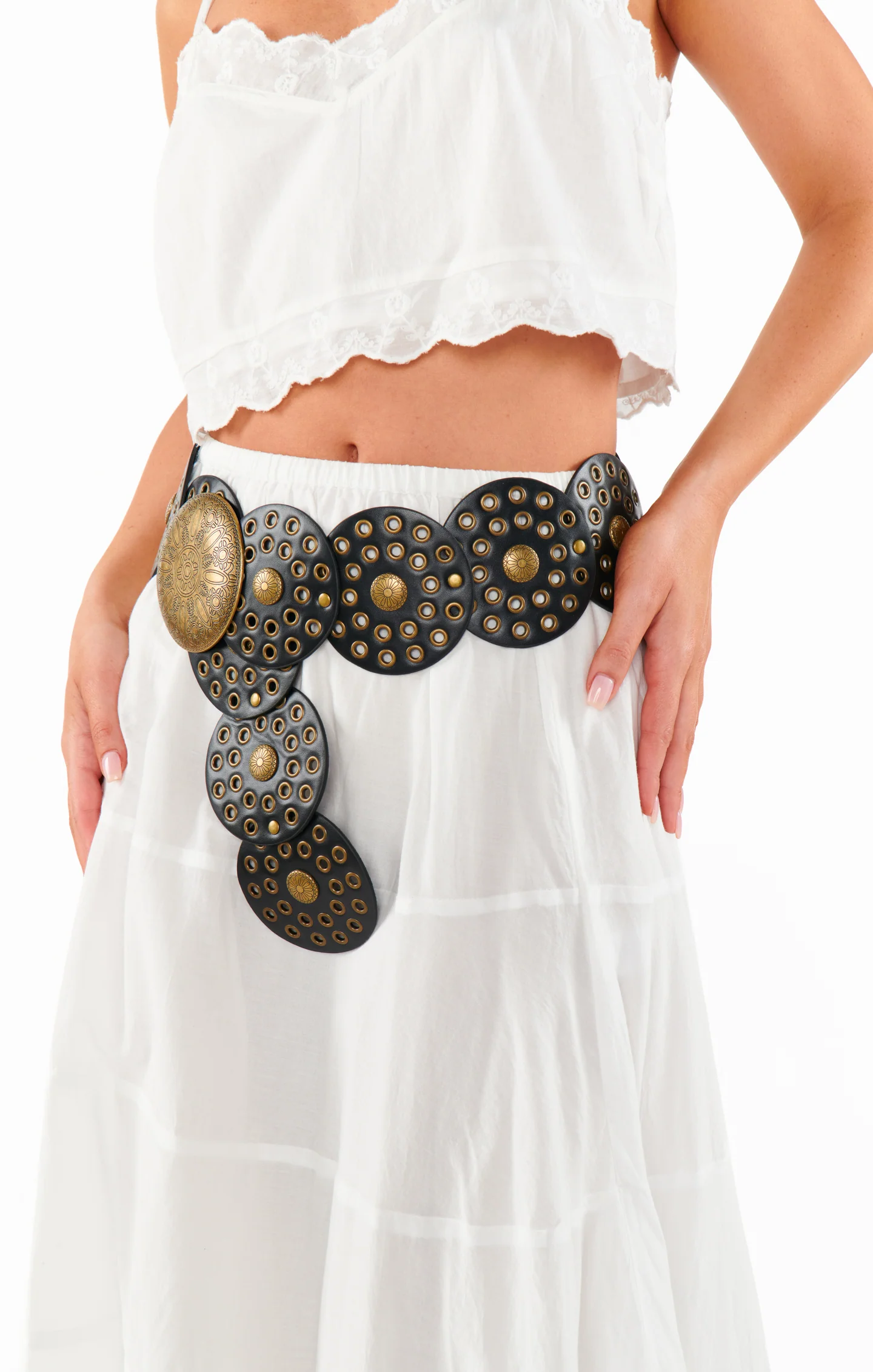 Western Studded Belt ~ Black/Gold - Image 2