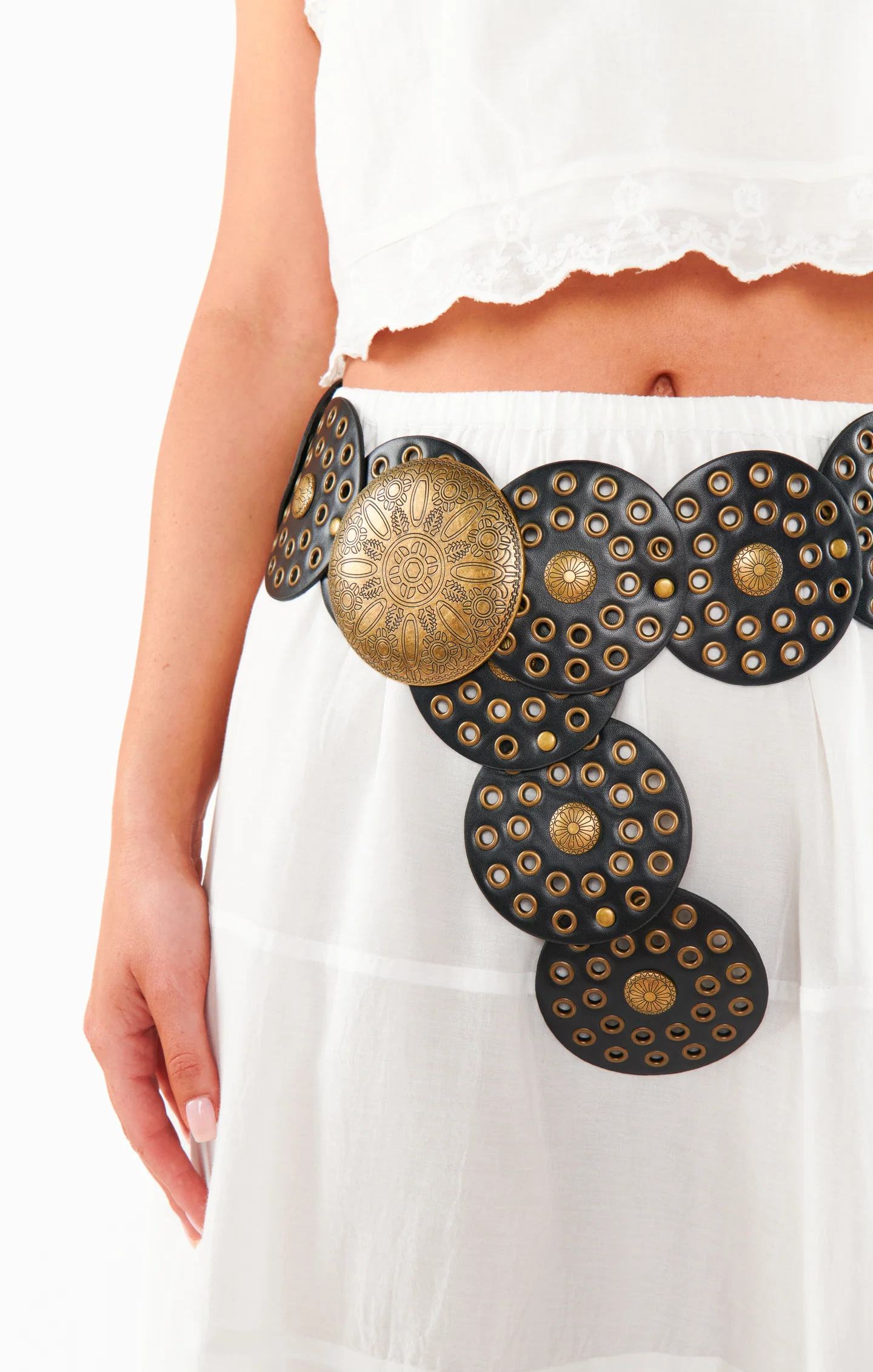 Western Studded Belt ~ Black/Gold - Image 4