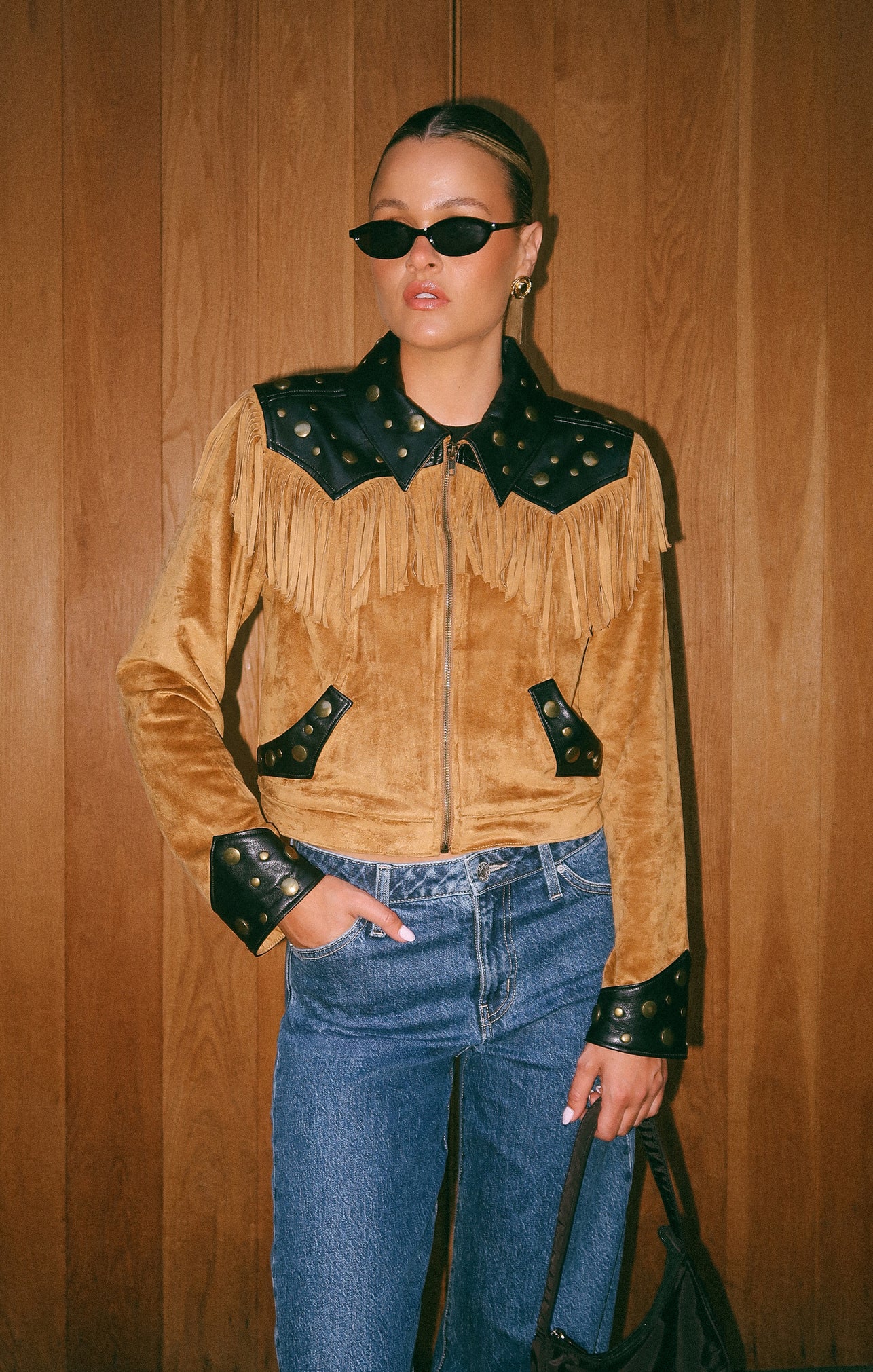 Wilson Jacket ~ Sepia Faux Suede Faux Leather - Image 4