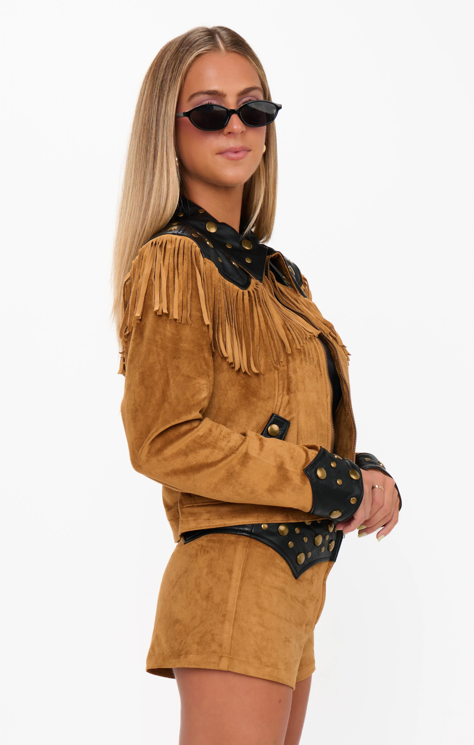 Wilson Jacket ~ Sepia Faux Suede Faux Leather - Image 8
