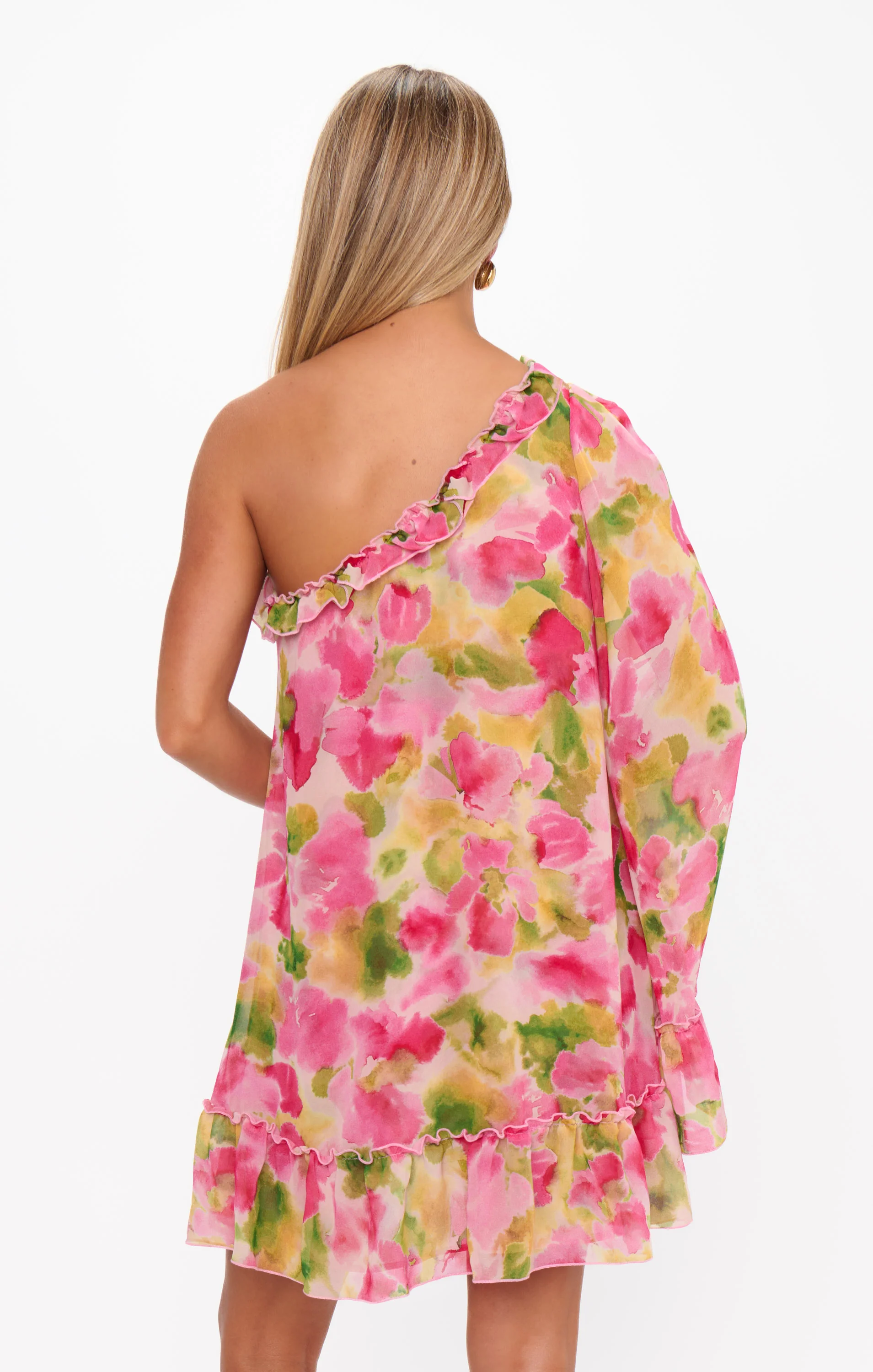Wonder Mini Dress ~ Watercolor Floral Chiffon - Image 4