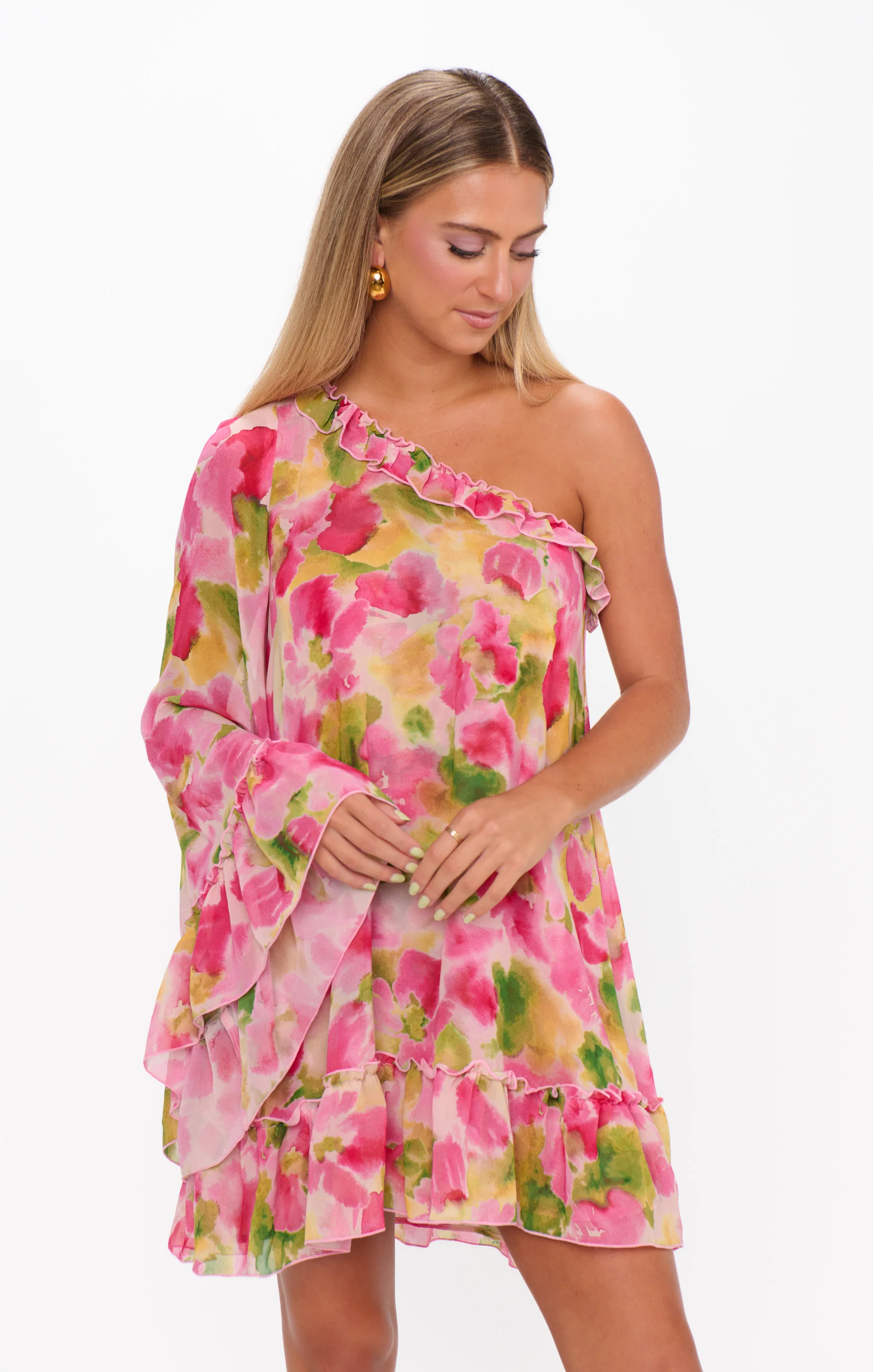 Wonder Mini Dress ~ Watercolor Floral Chiffon - Image 5
