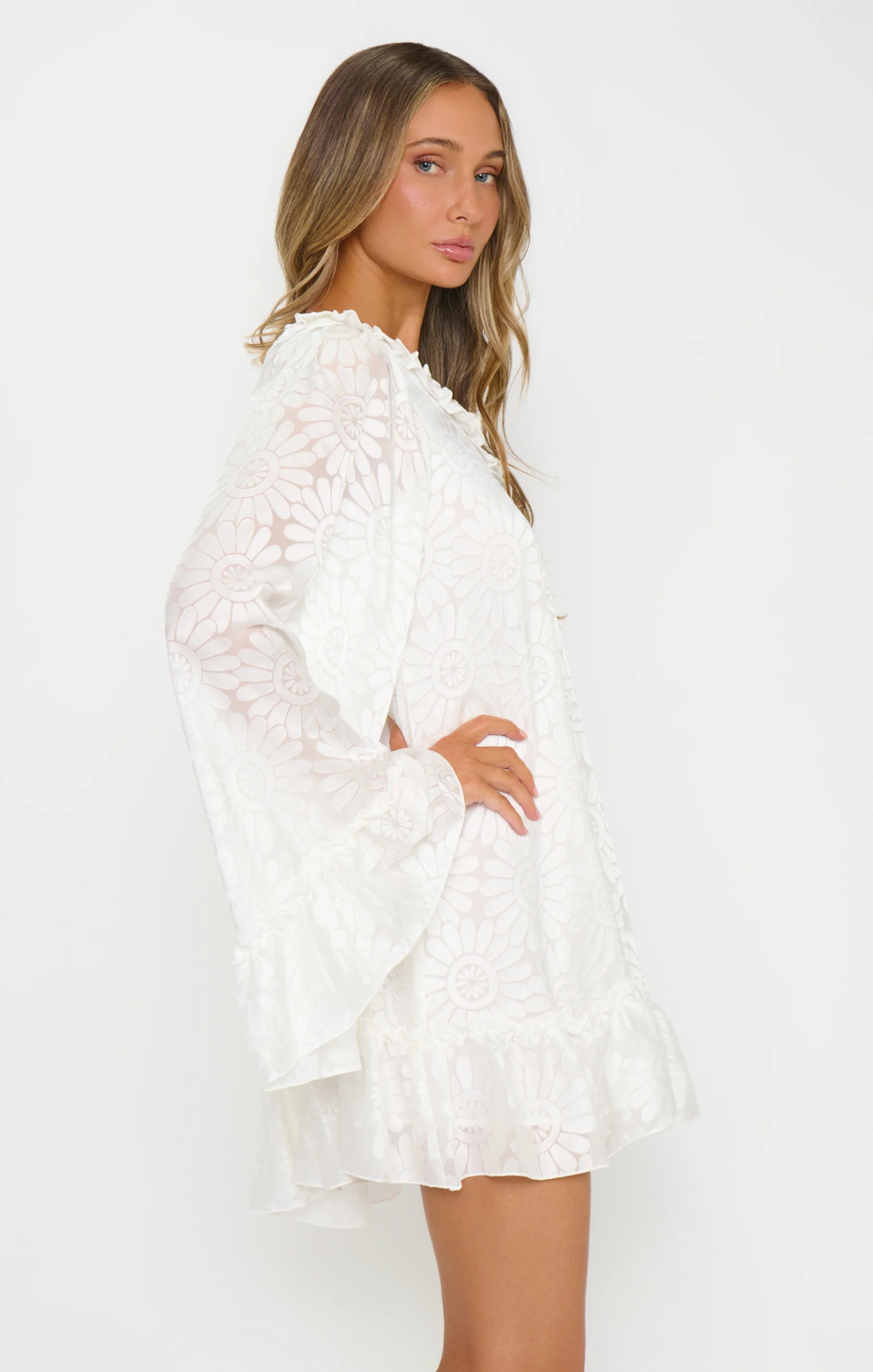 Wonder Mini Dress ~ White Daisy Burnout - Image 5