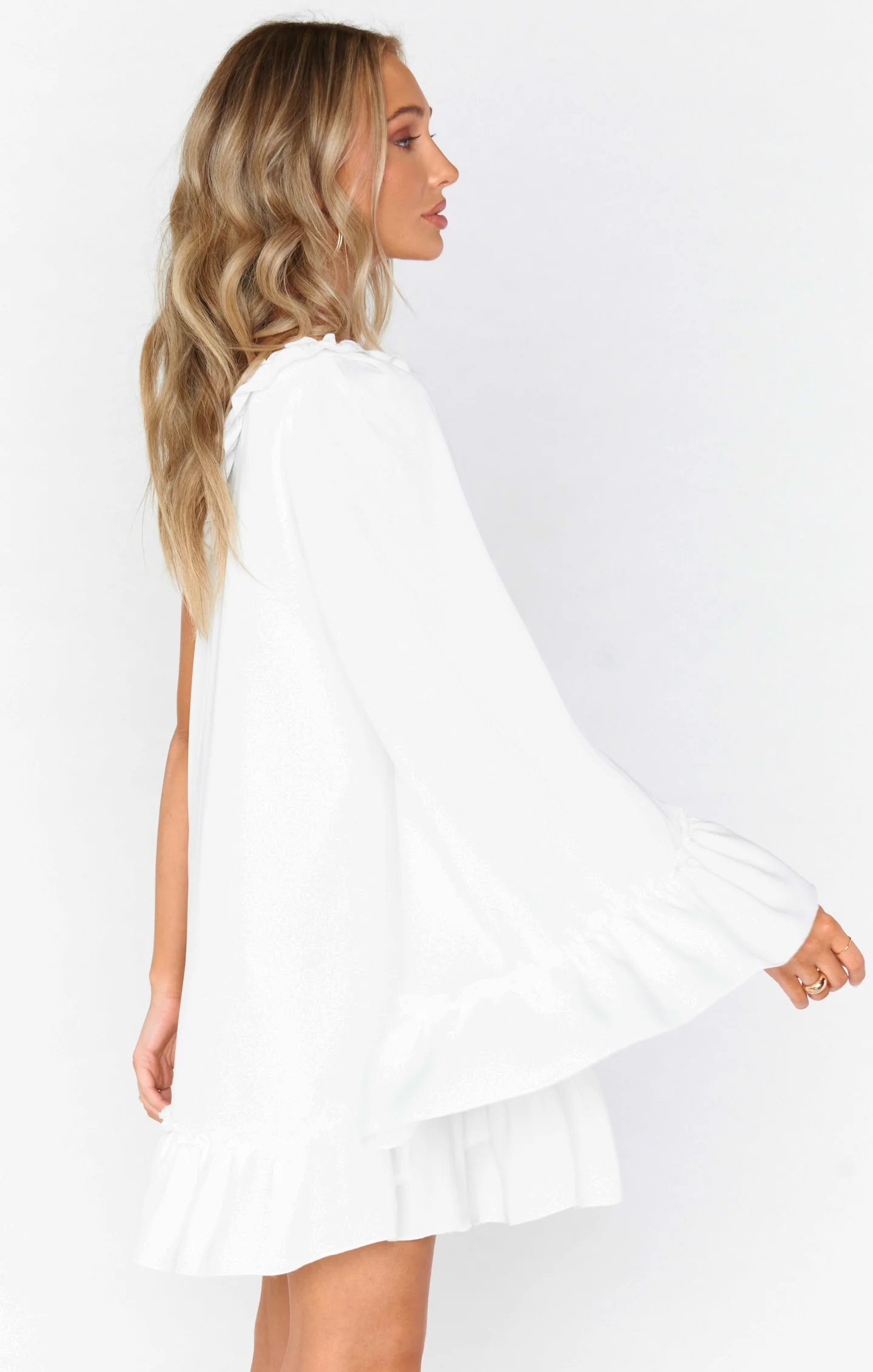 Wonder Mini Dress ~ White Silky Crepe - Image 3