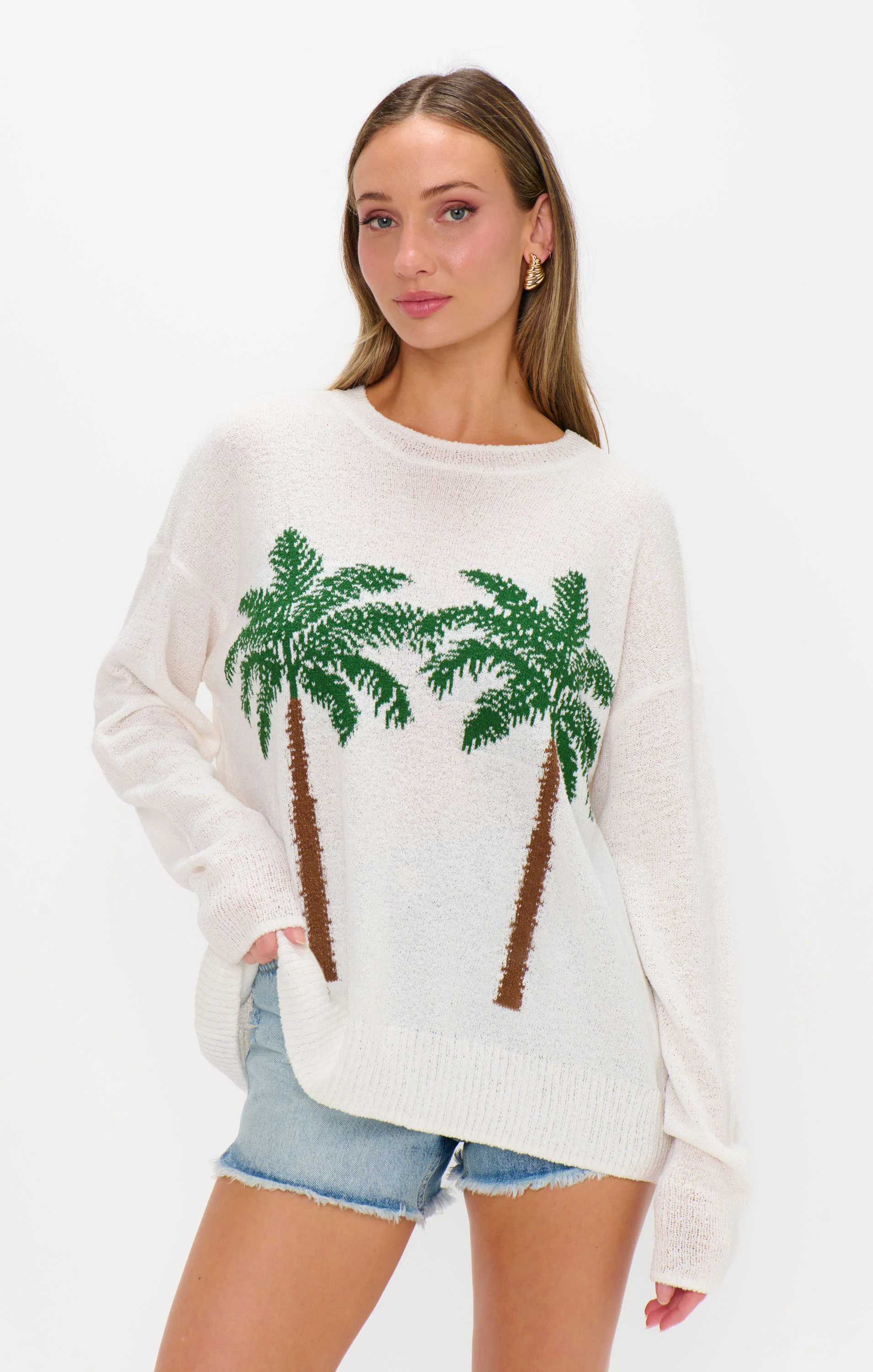 Woodsy Sweater ~ Palm Tree Graphic Knit - Image 2