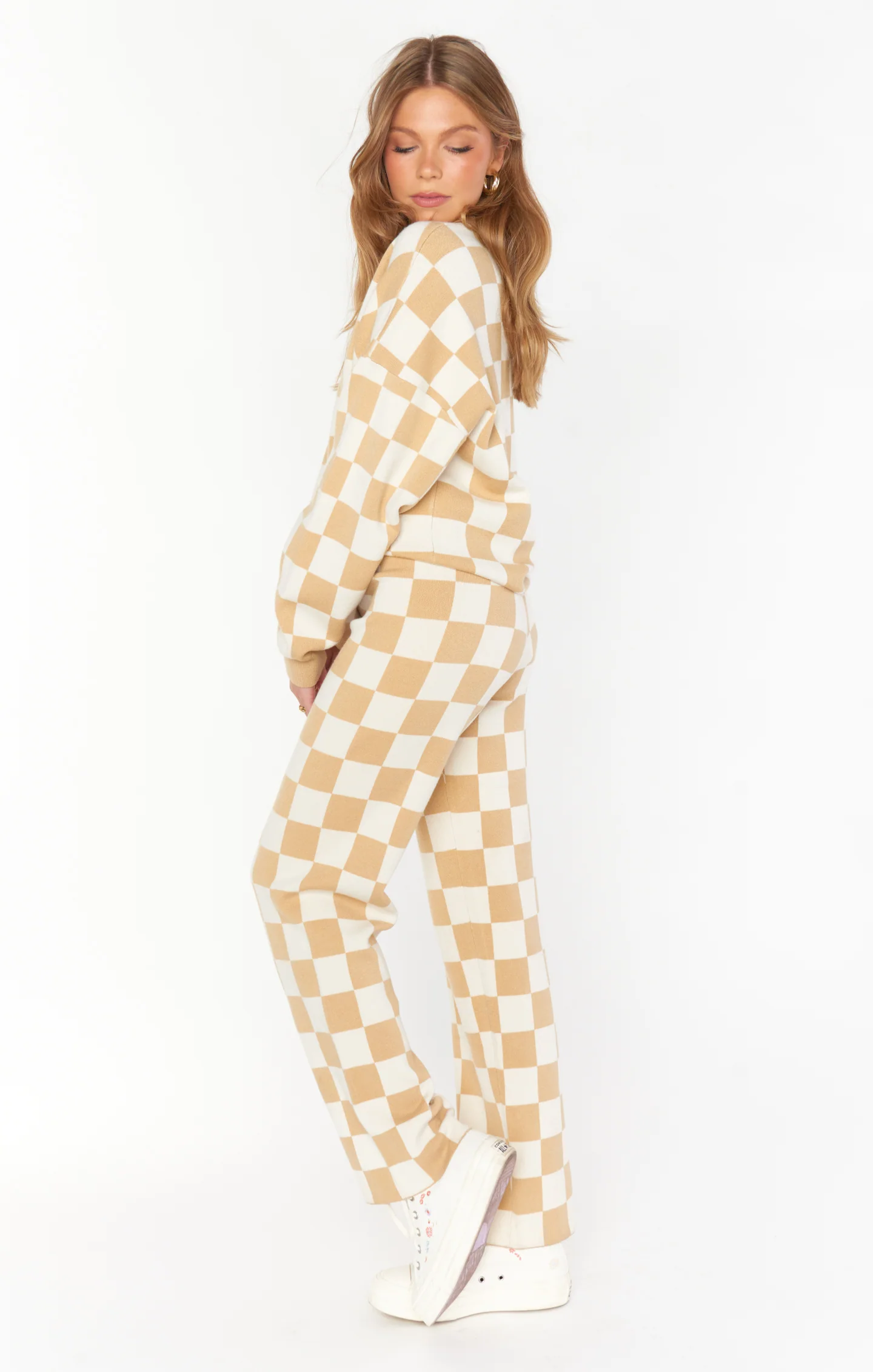 Zermatt Sweater Pant ~ Tan Checker Knit - Image 5