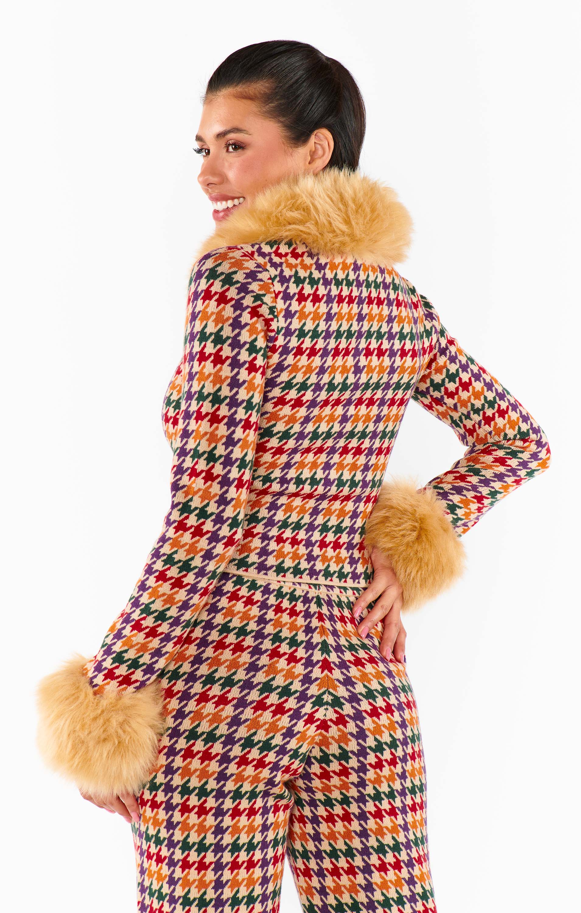 Zermatt Zip Up ~ Valley Houndstooth Faux Fur - Image 6