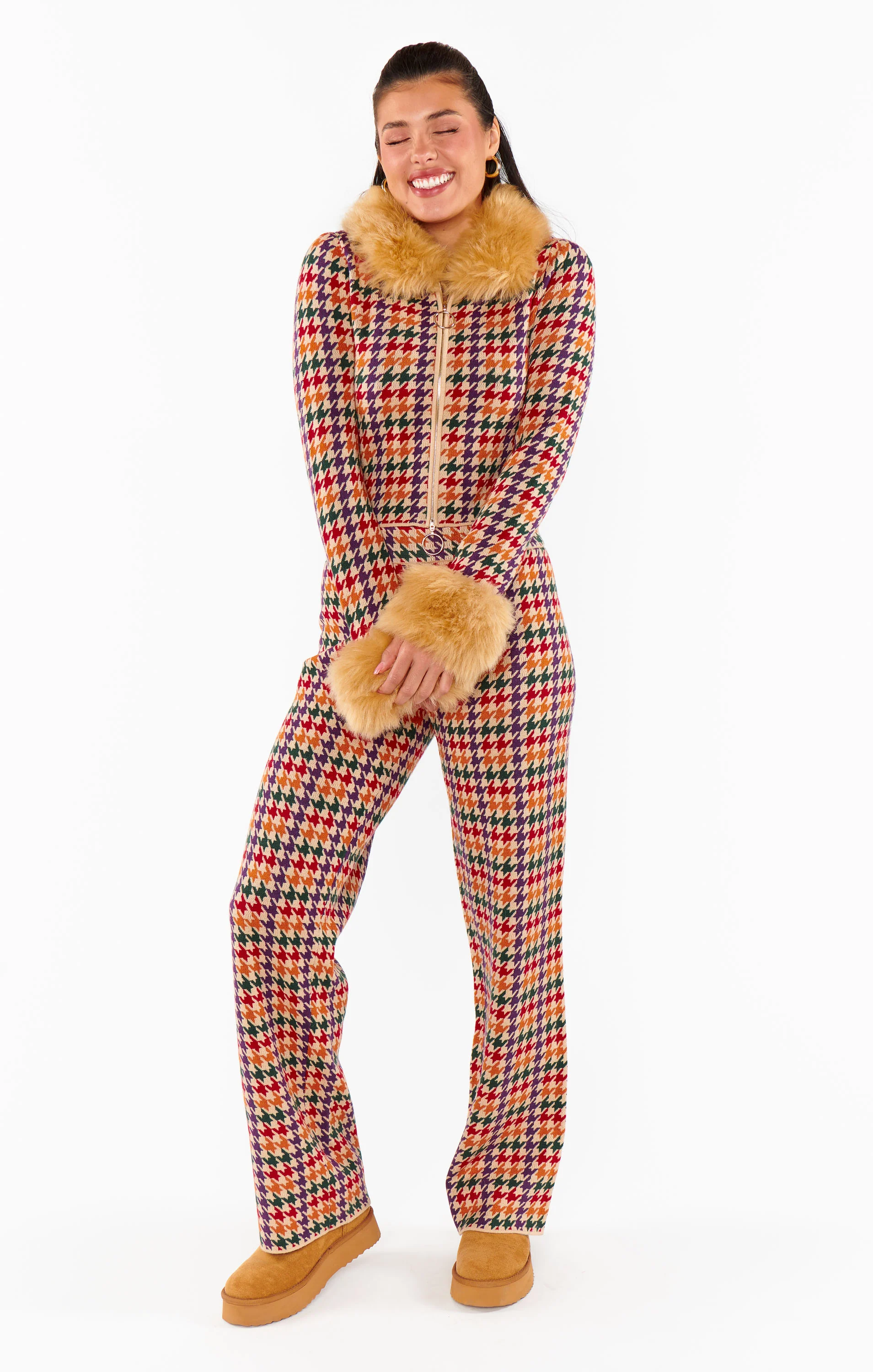 Zermatt Zip Up ~ Valley Houndstooth Faux Fur - Image 7