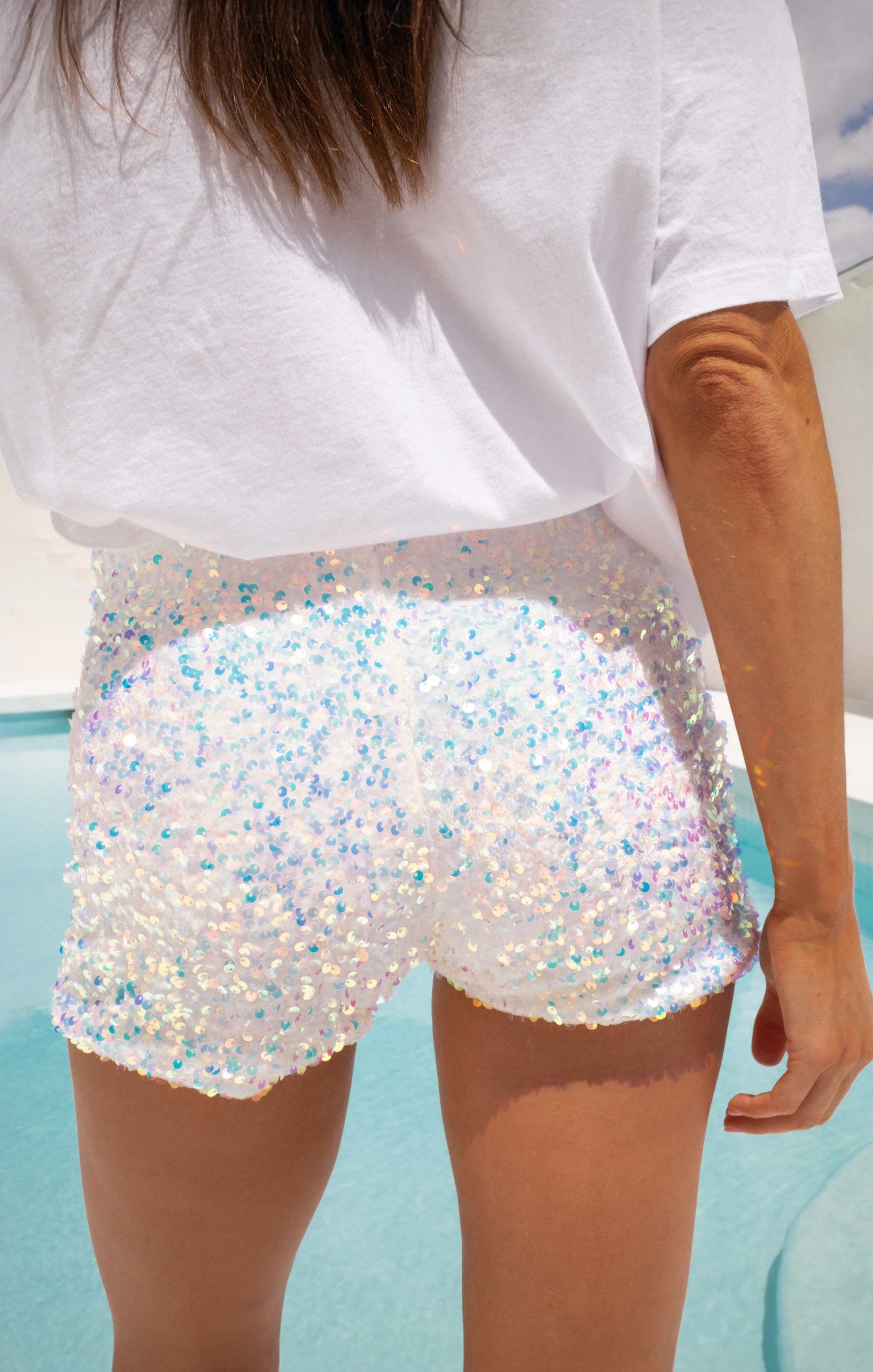 Ziggy Shorts ~ White Sparkle Sequins - Image 2