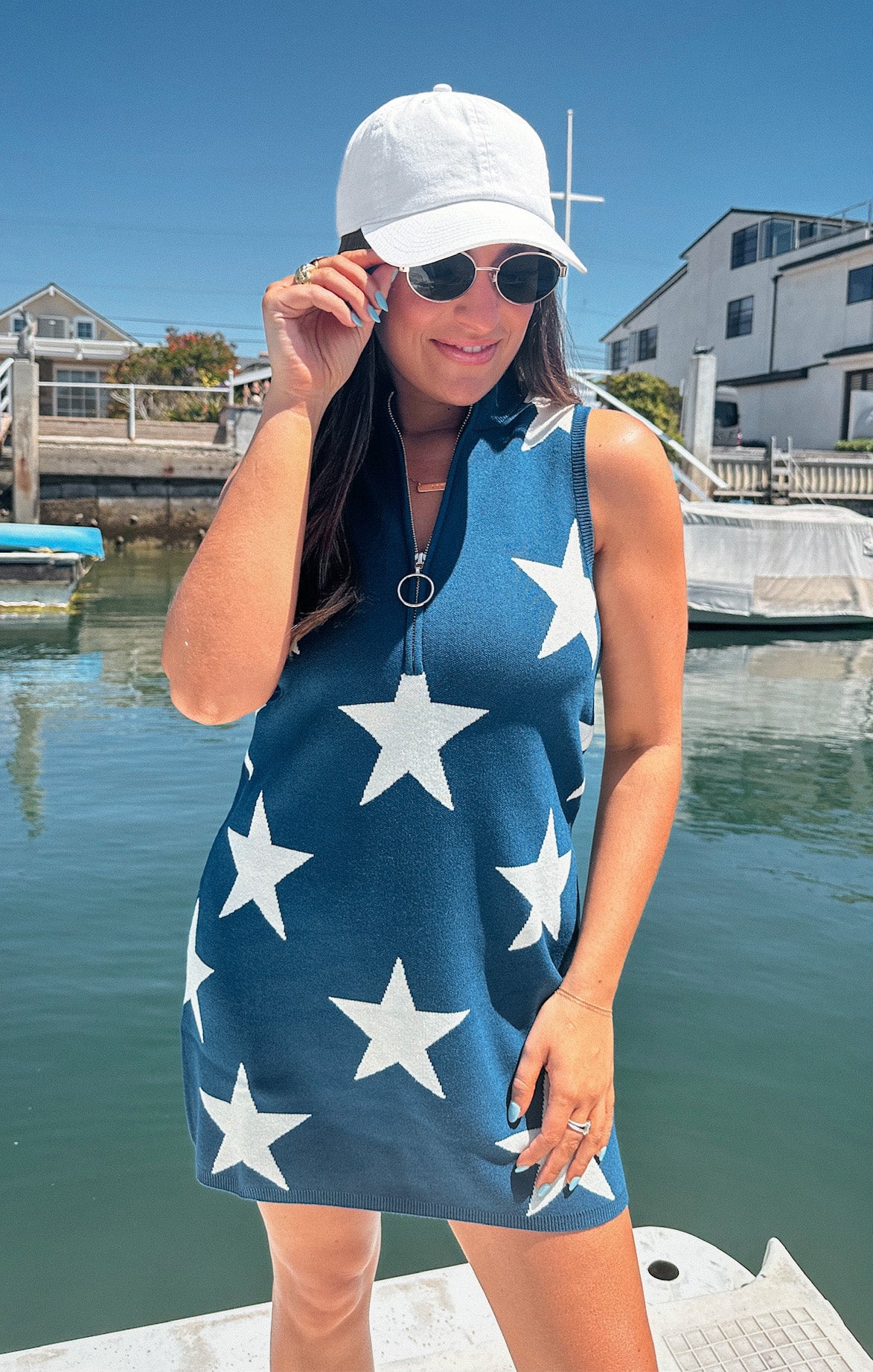 Zoe Zip Dress ~ Navy Stars Knit - Image 4